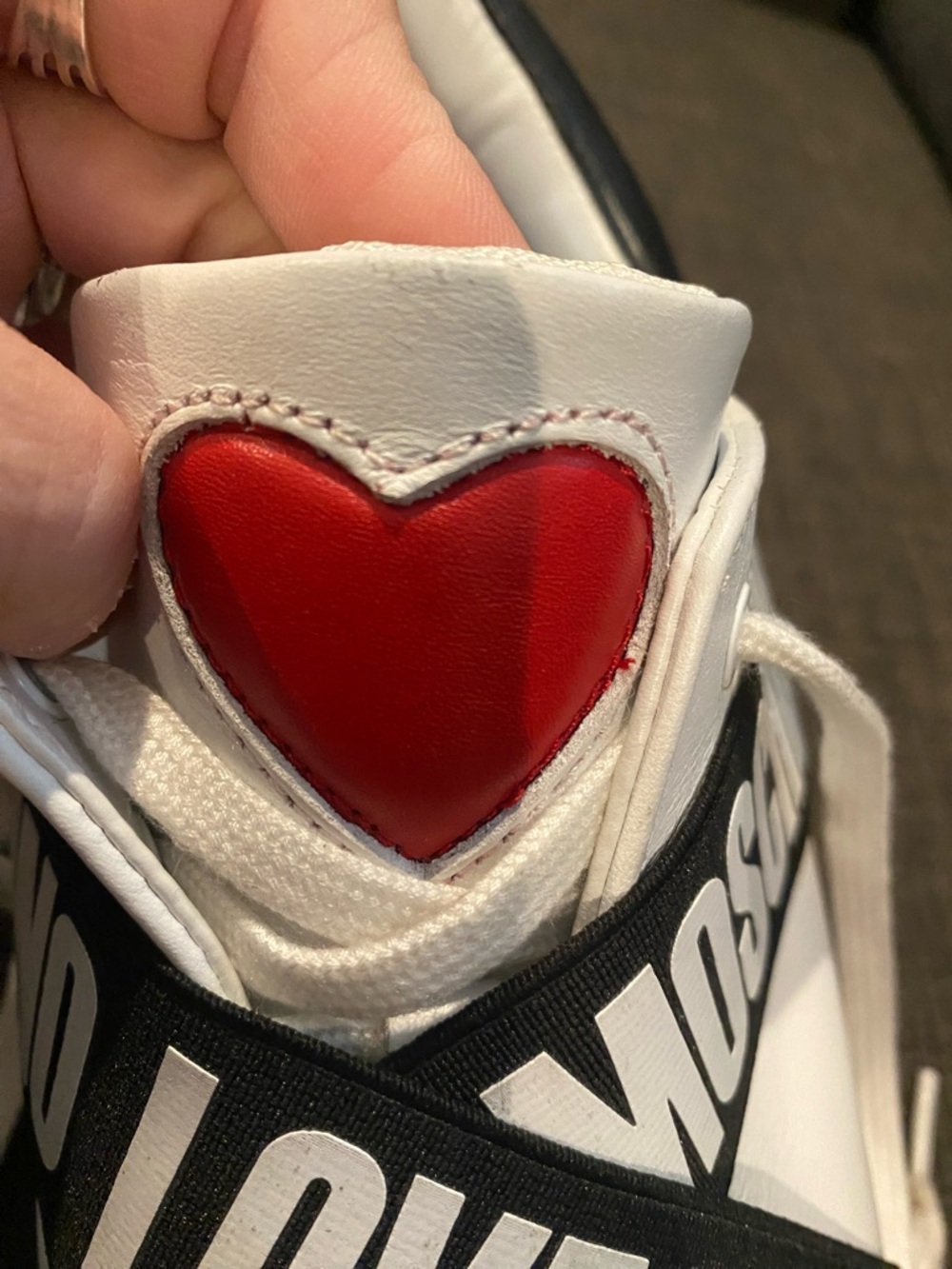 Love Moschino White and Black Logo Strap Sneakers NWOT size 9 Italian Luxe! - Picture 9 of 10